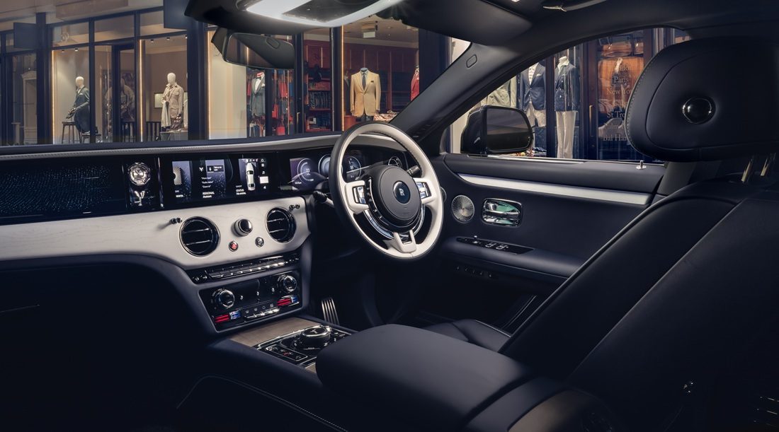 De binnenzijde van de Rolls-Royce Ghost Savile Row
