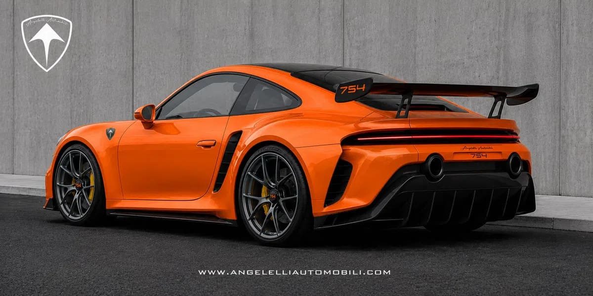 De Porsche 911 van opzij