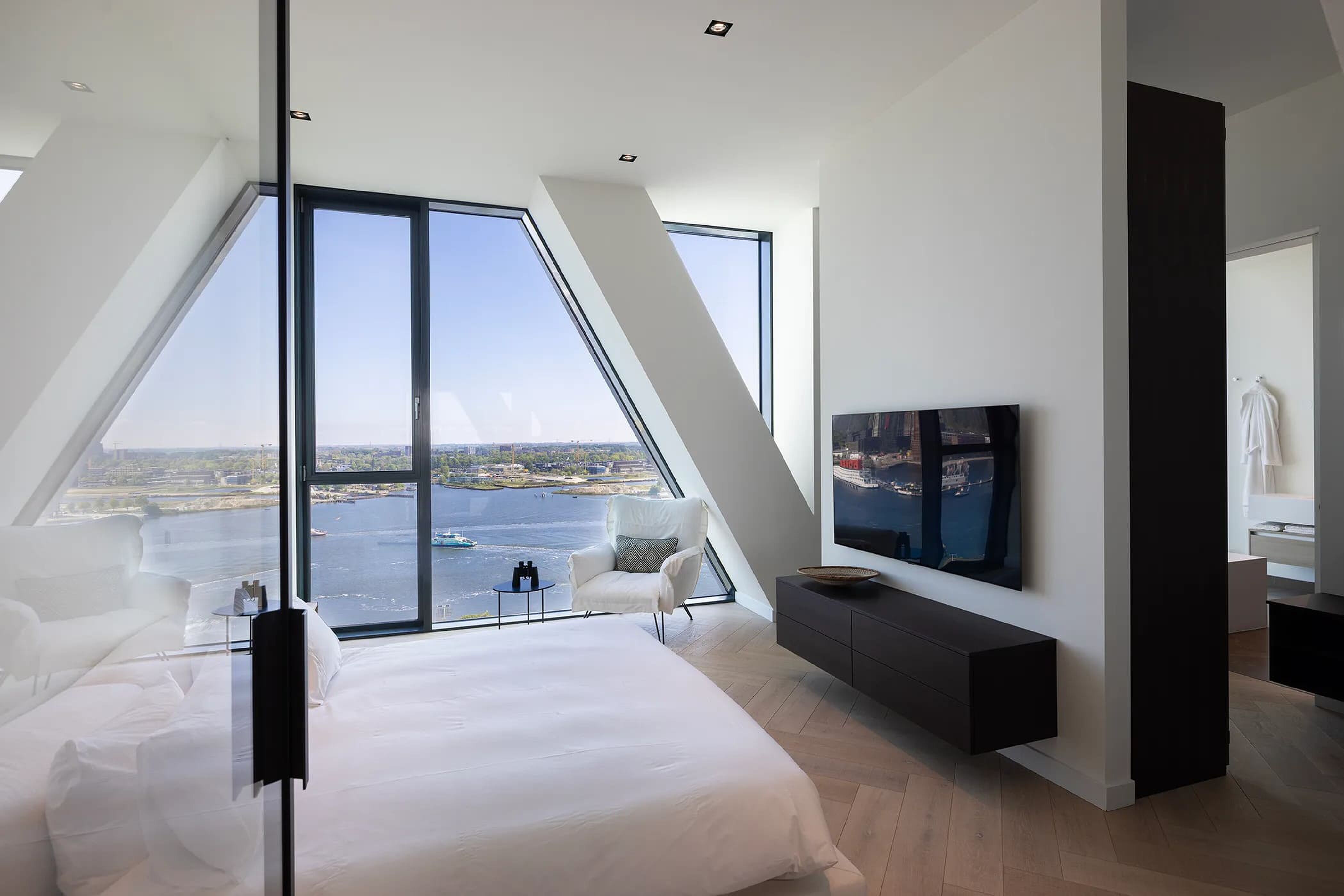 Een slaapkamer in het appartement in Amsterdam