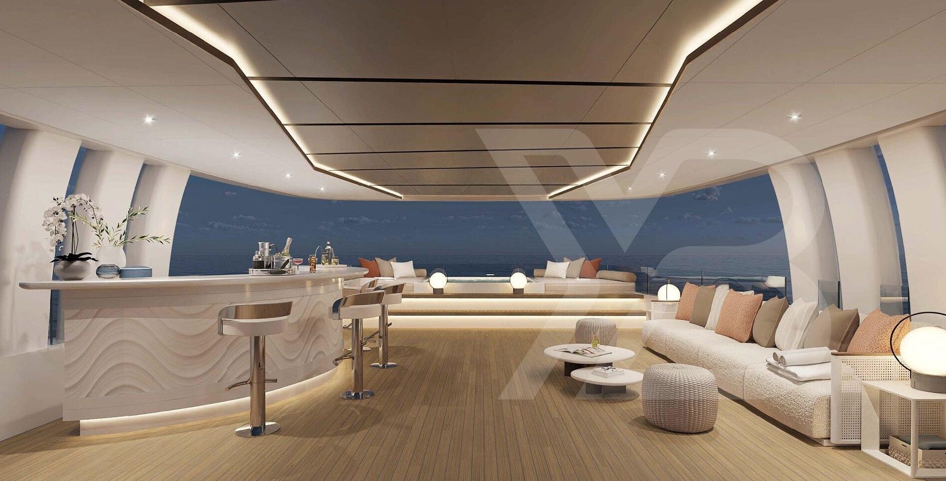 De binnenzijde van het nieuwe superjacht Spirit van Tankoa Yachts