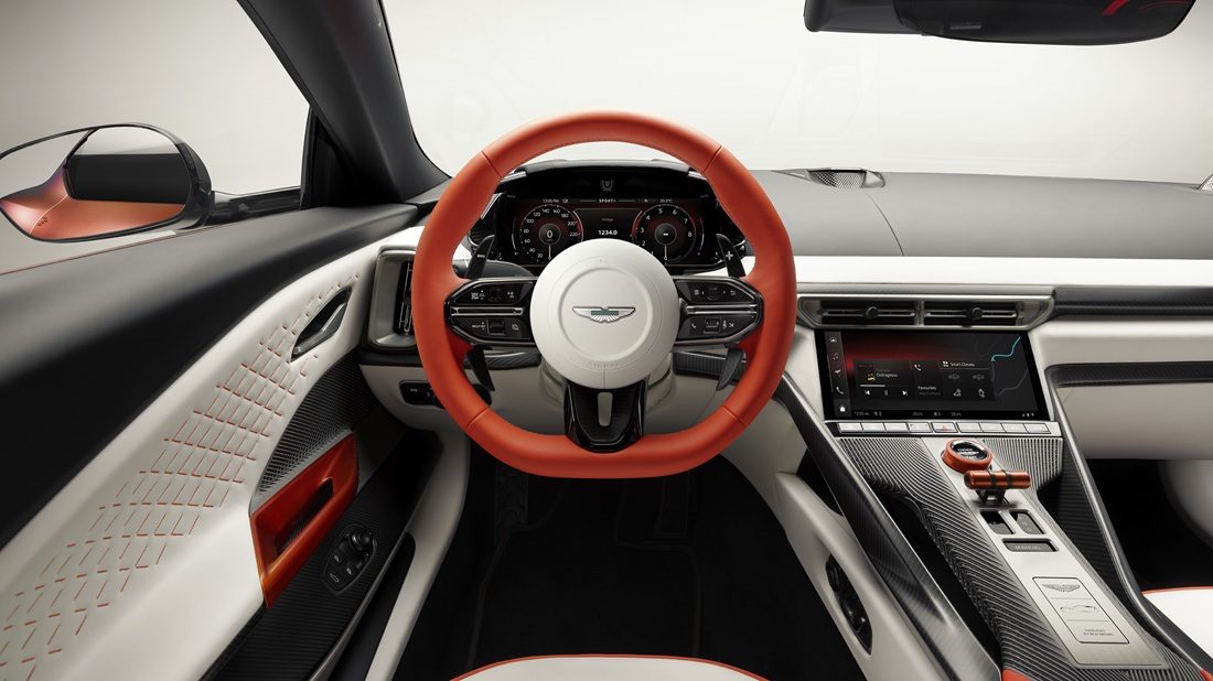Het interieur van de sportwagen