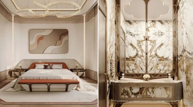 De slaapkamer in de door Jacob & Co. gebouwde villa in Dubai