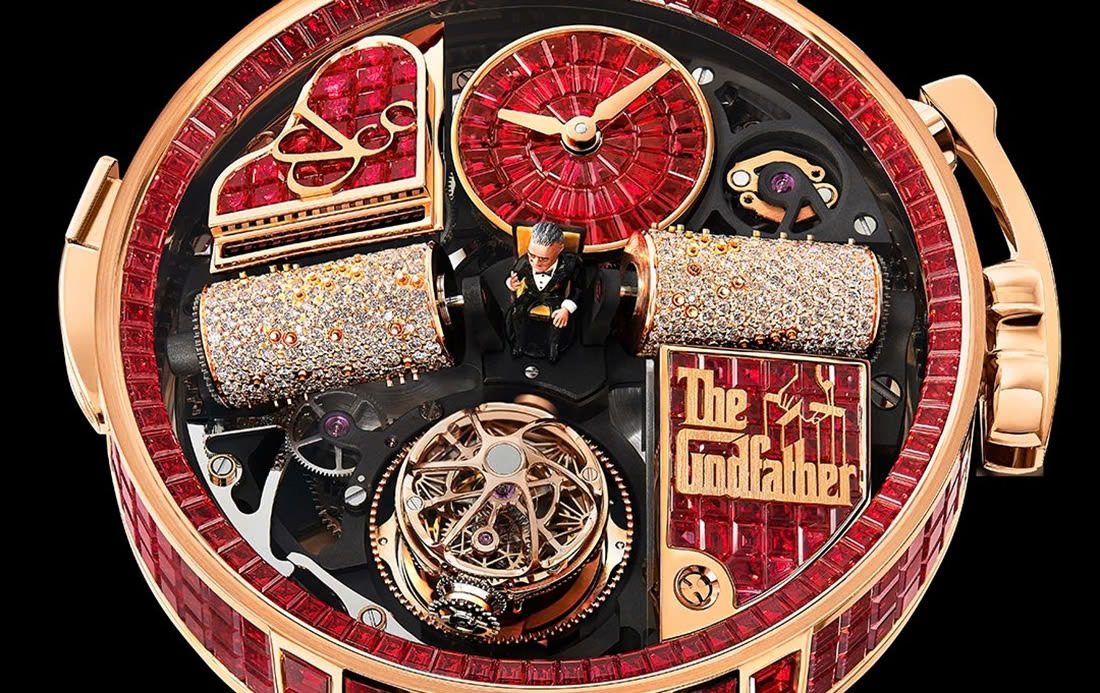 Een detailshot van het Jacob & Co. Godfather-horloge