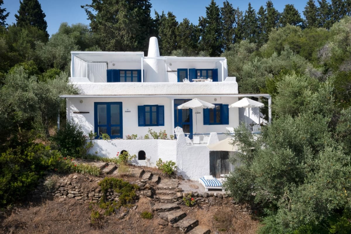 De woning op het privé-eiland Argyronisos