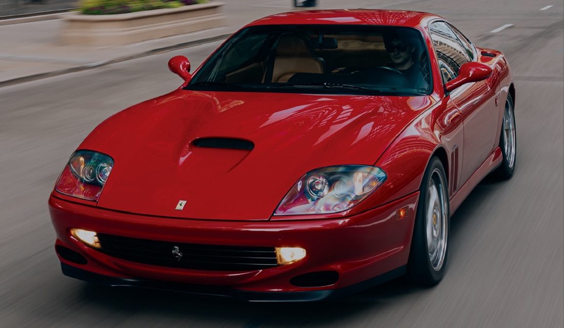 De voorzijde van de voormalige Ferrari van Michael Jordan