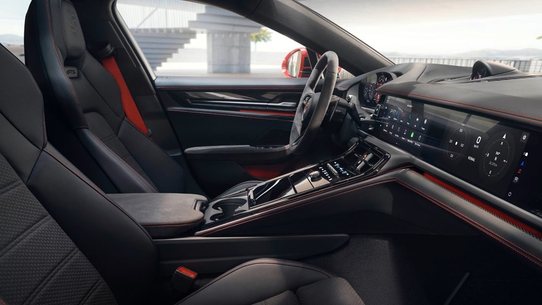 Het interieur van een Porsche