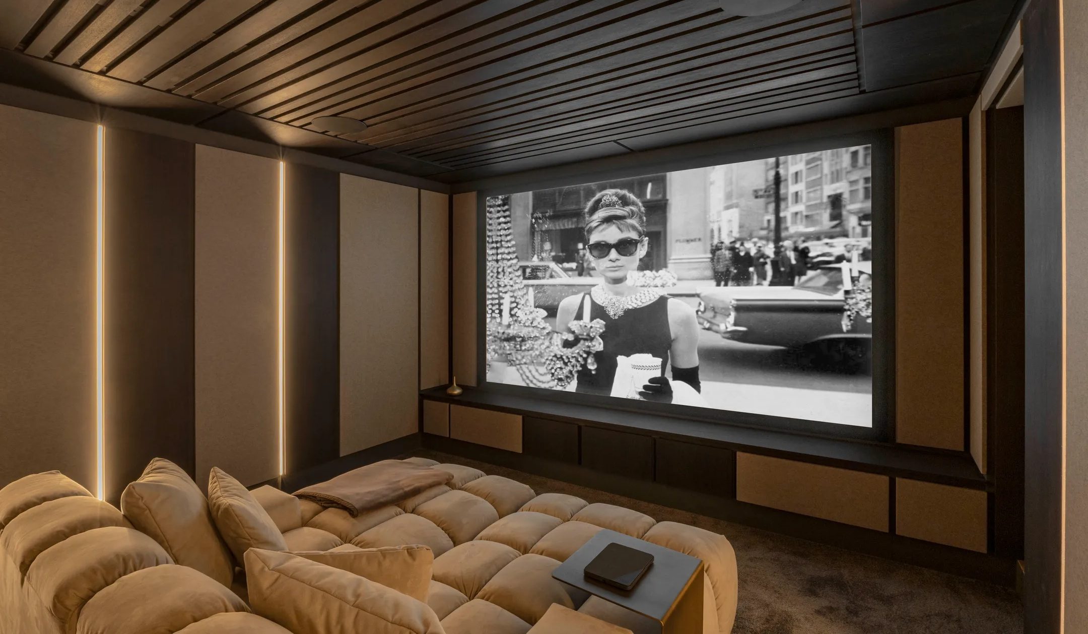 De thuisbioscoop van de woning