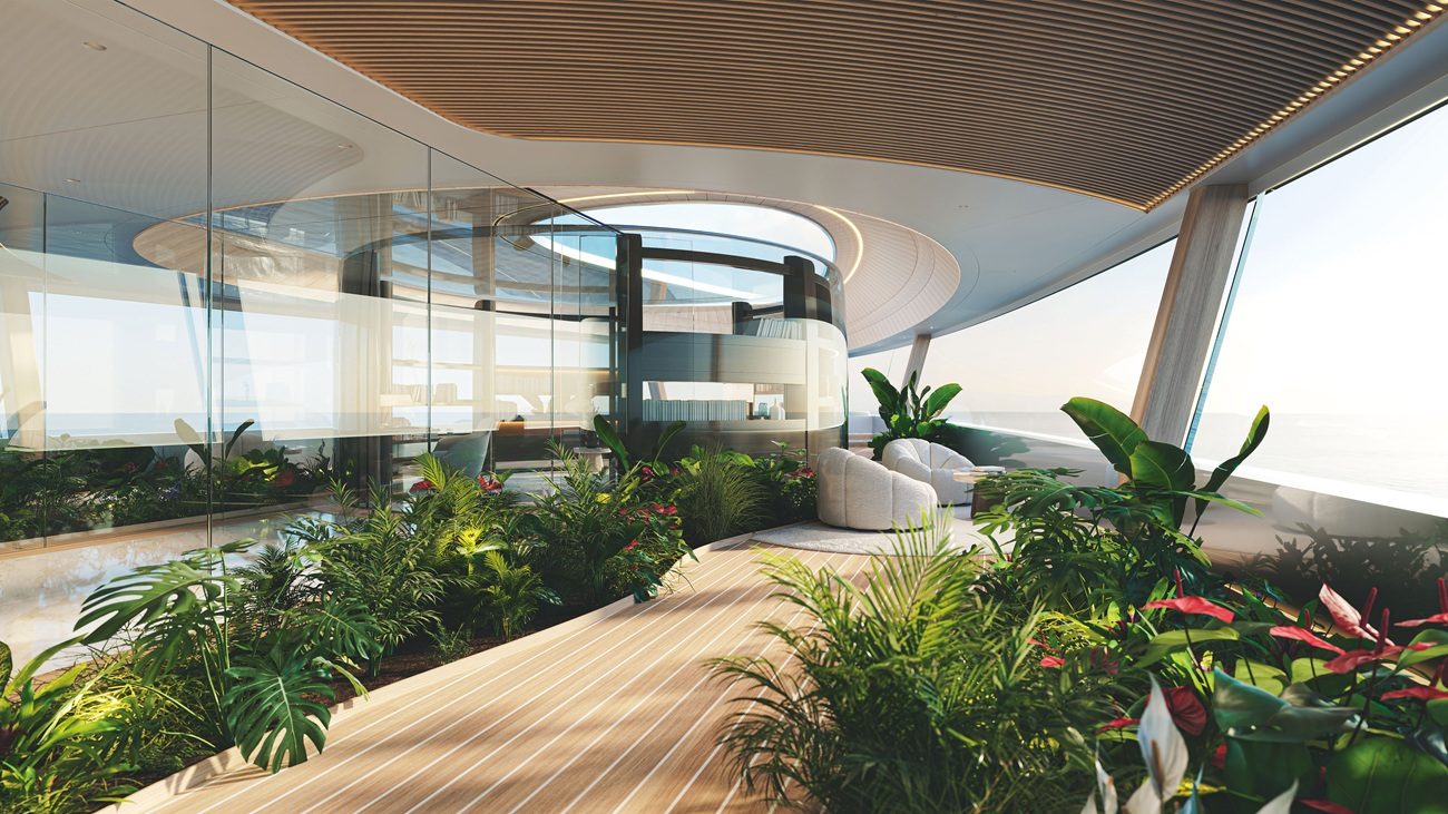 Eén van de lounges van Feadship Hive
