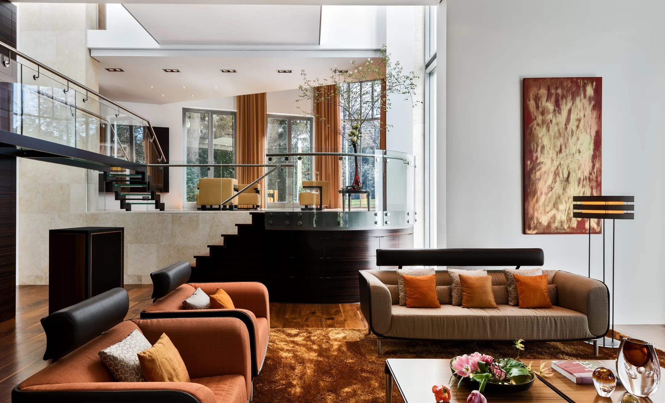 De living van de villa in Nederland