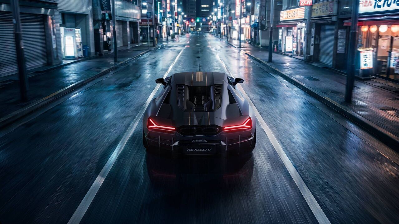 De Lamborghini Revuelto Impavido van achter