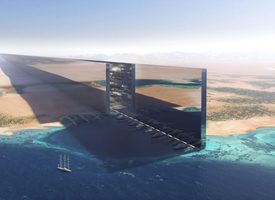 Een concept van de nieuwe revolutionaire stad in Saoedi Arabië