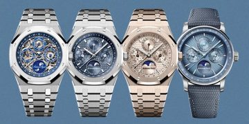 Een rij Audemars Piguet-horloges, allen voorzien van een nieuw uurwerk