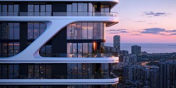 De buitenzijde van Bugatti Residences Miami