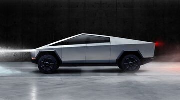 De Tesla Cybertruck tijdens de presentatie van het futuristische voertuig
