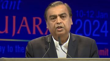 Mukesh Ambani tijdens een conferentie