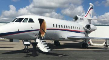 Een privéjet zoals die door de man werd schoongemaakt.