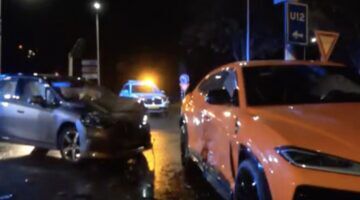 De gecrashte Lamborgini Urus in Lelystad