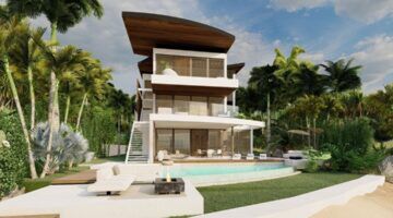 De achterzijde van de villa in Florida