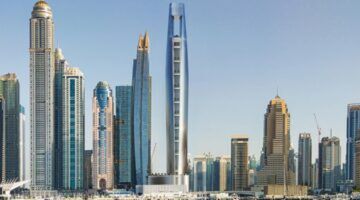 De buitenzijde van Ciel Dubai Marina