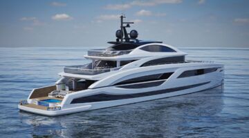 Het superjacht dat over twee zwembaden beschikt