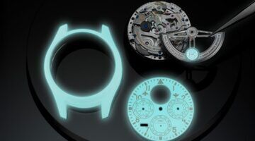 Het IWC-horloge in onderdelen in het donker