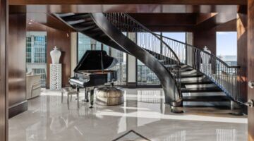 De ontvangstruimte van het penthouse in Nashville