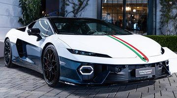 De voorzijde van de Lamborghini Temerario Tricolore