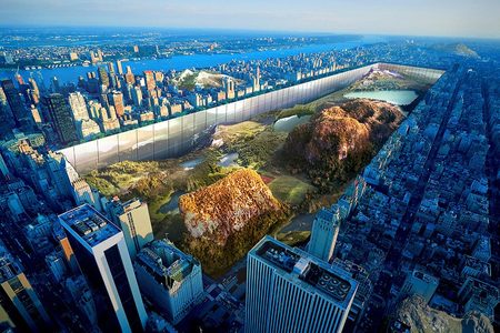 Illustratie voor: Central Park in New York wordt in dit plan omgetoverd tot Central Canyon