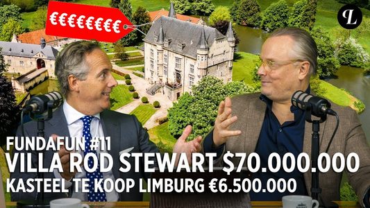 Illustratie voor: Nieuwe FundaFun-aflevering: villa Rod Stewart voor $ 70 miljoen in de verkoop, wonen als een kasteelheer in Limburg en het penthouse van Marjan Strijbosch