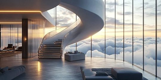 Een wenteltrap in een befaamd penthouse in de Burj Khalifa in Dubai