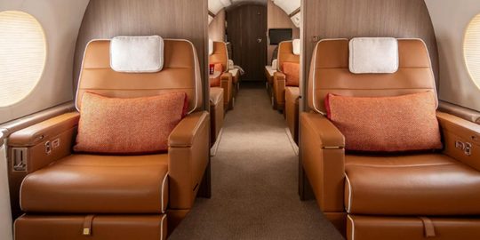 De Gulfstream G550-privéjet met een heuse Hermès-showroom