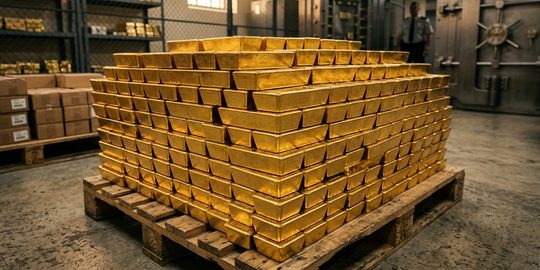 Een stapel goud, dat veel waard wordt sinds de goudprijs stijgt