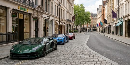 Een straat in Londen waar veel miljardairs komen