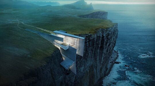 Illustratie voor: Deze Villa op de Rand van een Klif in IJsland Heeft een Extreem Uitzicht