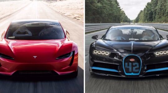 Tesla Roadster of Bugatti Chiron wie is de baas Pure Luxe