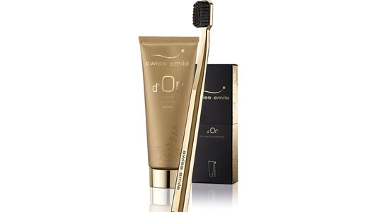 swiss smile d'or golden toothpaste tandpasta neiman marcus Pure Luxe