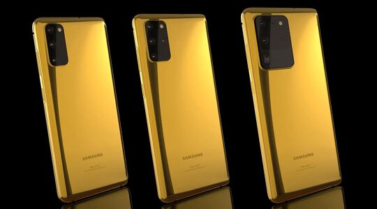 Samsung Galaxy S20 telefoon goud goldgenie Pure Luxe