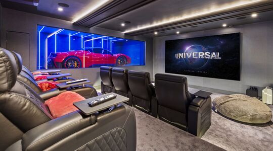 Uniek landgoed van $20 miljoen in Miami een Ferrari in de bioscoopmuur