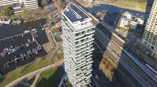 Het desbetreffende penthouse in Amsterdam