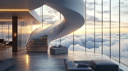 Een wenteltrap in een befaamd penthouse in de Burj Khalifa in Dubai