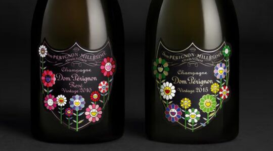 De door Takashi Murakami ontworpen flessen van Dom Pérignon.