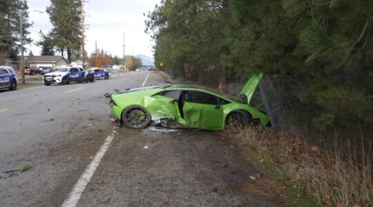 De gecrashte Lamborghini Huracán van YouTuber Jake Schnatter