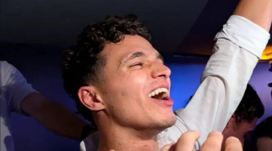 Lando Norris tijdens de festiviteiten