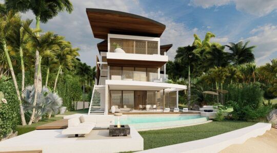 De achterzijde van de villa in Florida