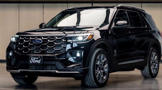 De voorzijde van de Ford Explorer van de paus