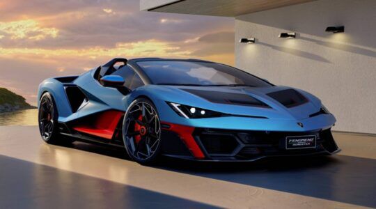 De voorzijde van de Lamborghini Fenomeno Roadster