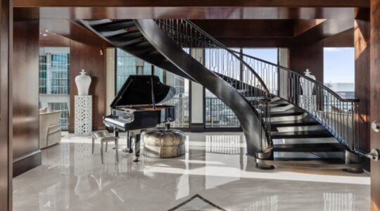 De ontvangstruimte van het penthouse in Nashville