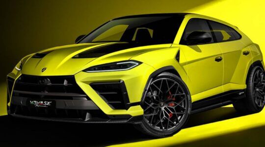 De voorzijde van de Lamborghini Urus SE Performante