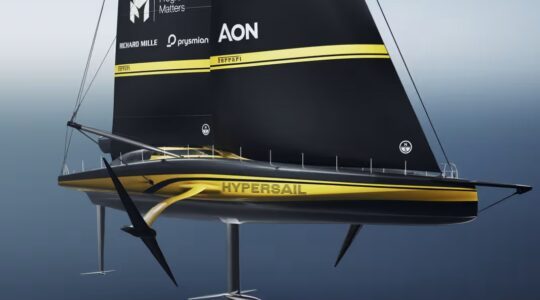 De zijkant van de Ferrari Hypersail